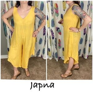 Goa Beachwear by Japna bright yellow sheer beach coverup jumper. V-neck